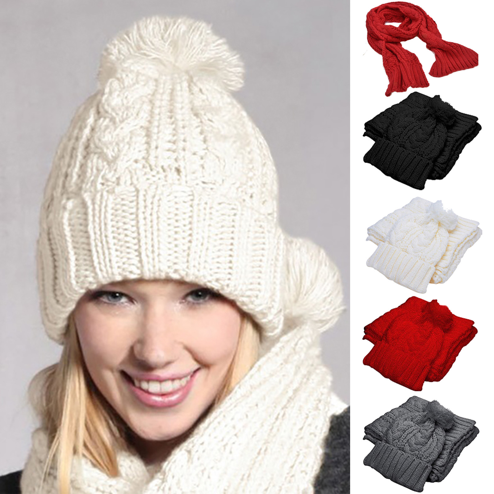 women's wooly hat and scarf set