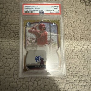 2023 Bowman Chrome Randy De Jesus #CPA-RD Gold Shimmer Auto /50 Angels PSA 9