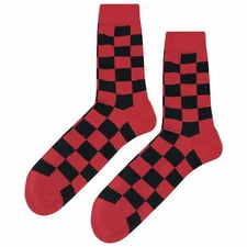 NWT Red Black Checker Dress Socks Novelty Men 8-12 Multicolor Crazy Fun Sockfly