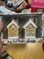 Gingerbread Houses Christmas Salt and Pepper Shakers Transpac 2024