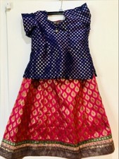 Indian Traditonal Purple Blouse and Pink Skirt set