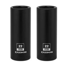 1/2-Inch Drive x 22mm Deep Impact Sockets, 2 PCS Set, 6-Point, Metric, CR-MO