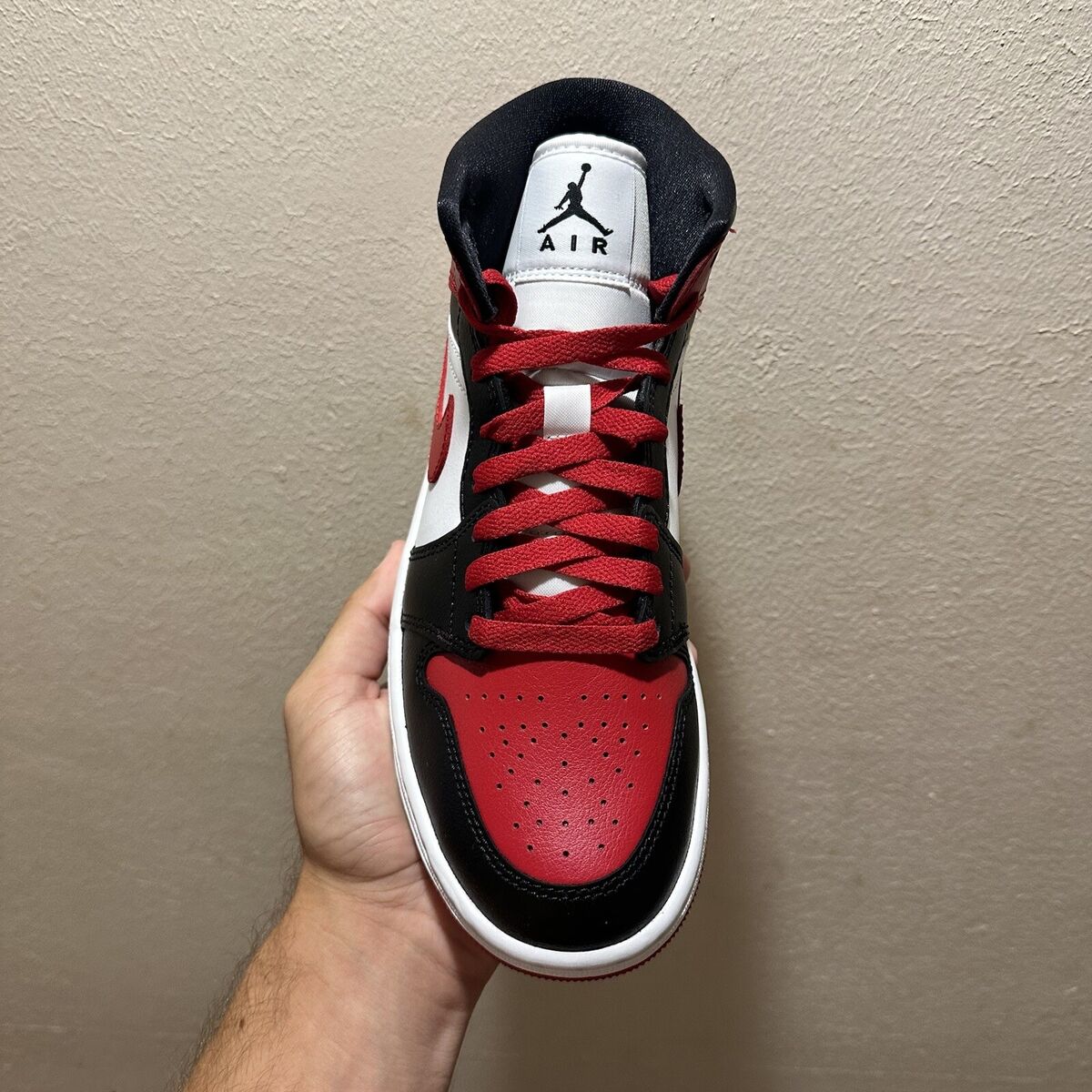 Nike Air Jordan 1 Mid Alternate Bred Toe Black Red BQ6472 Nike Air Jordan 1 Mid Alternate Bred Toe Black Red BQ6472