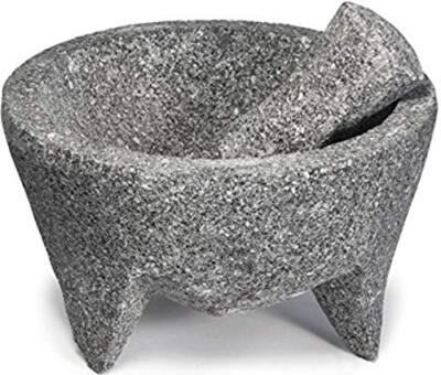 Brand New  Made in Mexico Volcanic Lava Rock Stone  Mortar and Pestle  8'' Large 