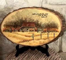 VTG Live Edge Wood Slice Slab Plaque Barn Farm Life Cottage Core ~ Matthew 3:12
