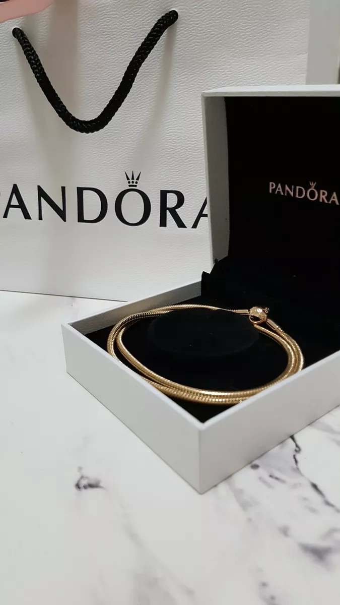PANDORA Genuine 14K 14 Karat Gold Moments Snake Chain Charm Necklace 42cm BNIB