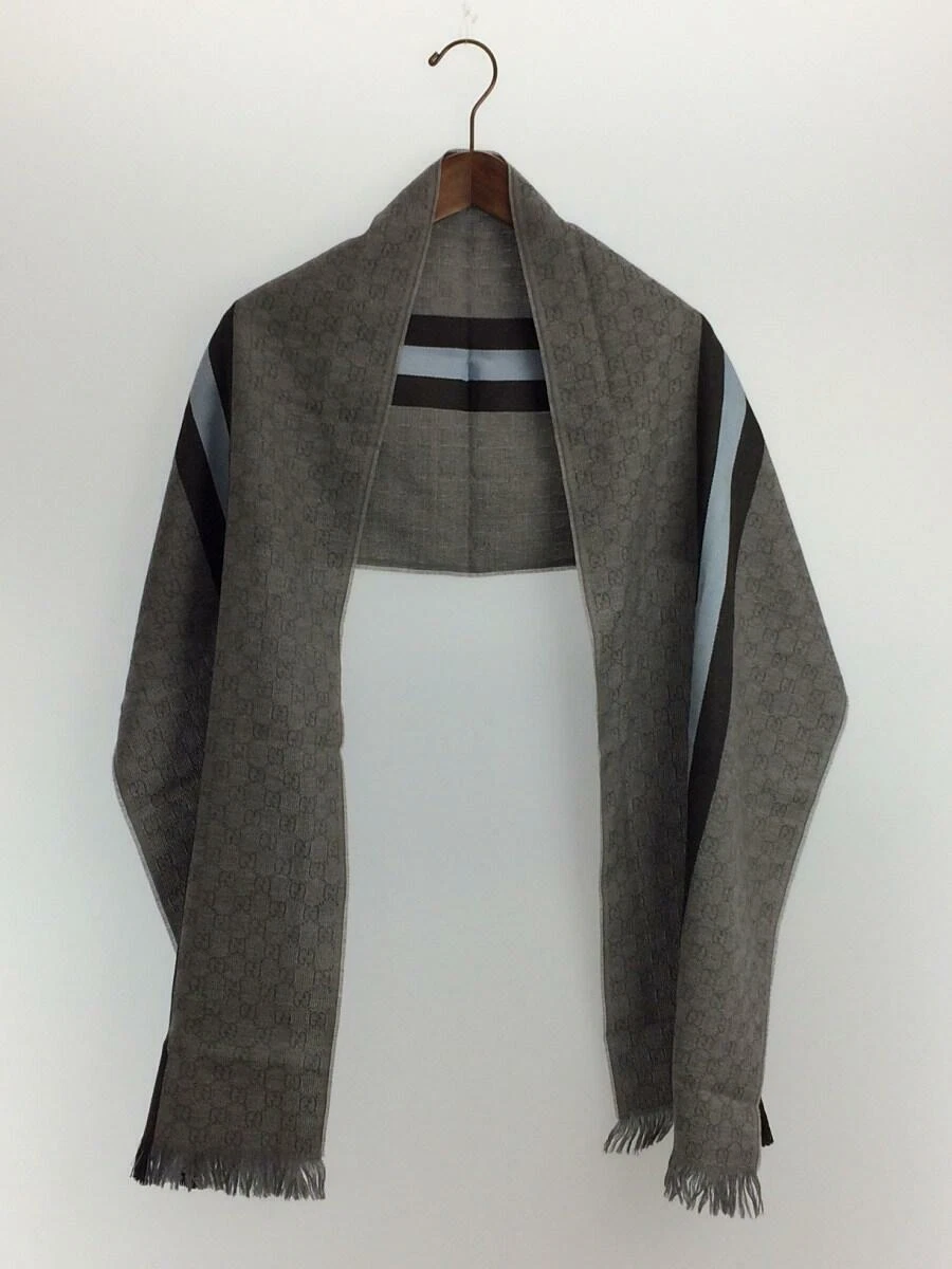 Écharpe authentique GUCCI laine soie 184 x 36,5 cm gris utilisé du Japon