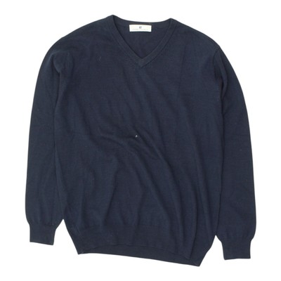 Pierre Balmain Pullover Blau | Vintage Herren V-Ausschnitt High End Designer Strickpullover