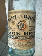 RARE PIEL BROS DARK BREW BEER BOTTLE & LABEL EAST NEW YORK BREWERY BROOKLYN NY