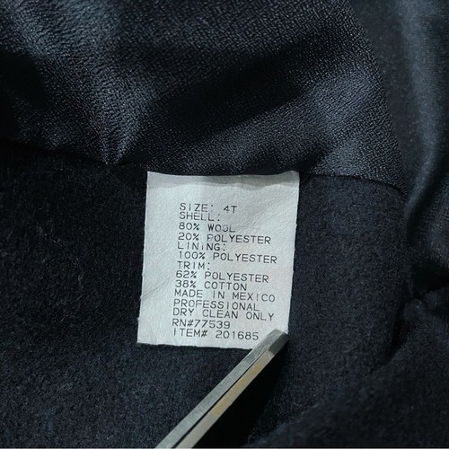 Trilogy Collection Navy Wool Dress Coat Button Closure - 80% Wool, Girls 4T - Picture 7 of 7