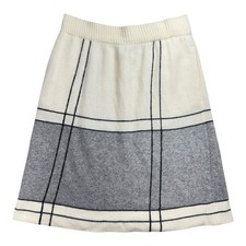 Vintage Liz Claiborne Lambswool Angora A Line Knit Skirt Plaid Womens M Pockets
