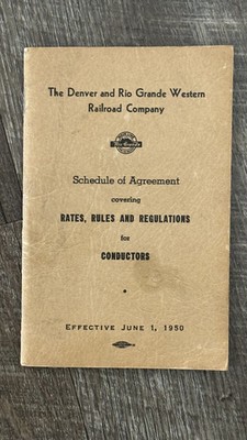 ORIGINAL 1950 Rio Grand Railroad Co. Schaffnertarife, Regel- und Regelwerksbuch