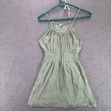 LA Hearts Mini Sundress Small Green Floral Smocked Halter Cottagecore Boho Chic
