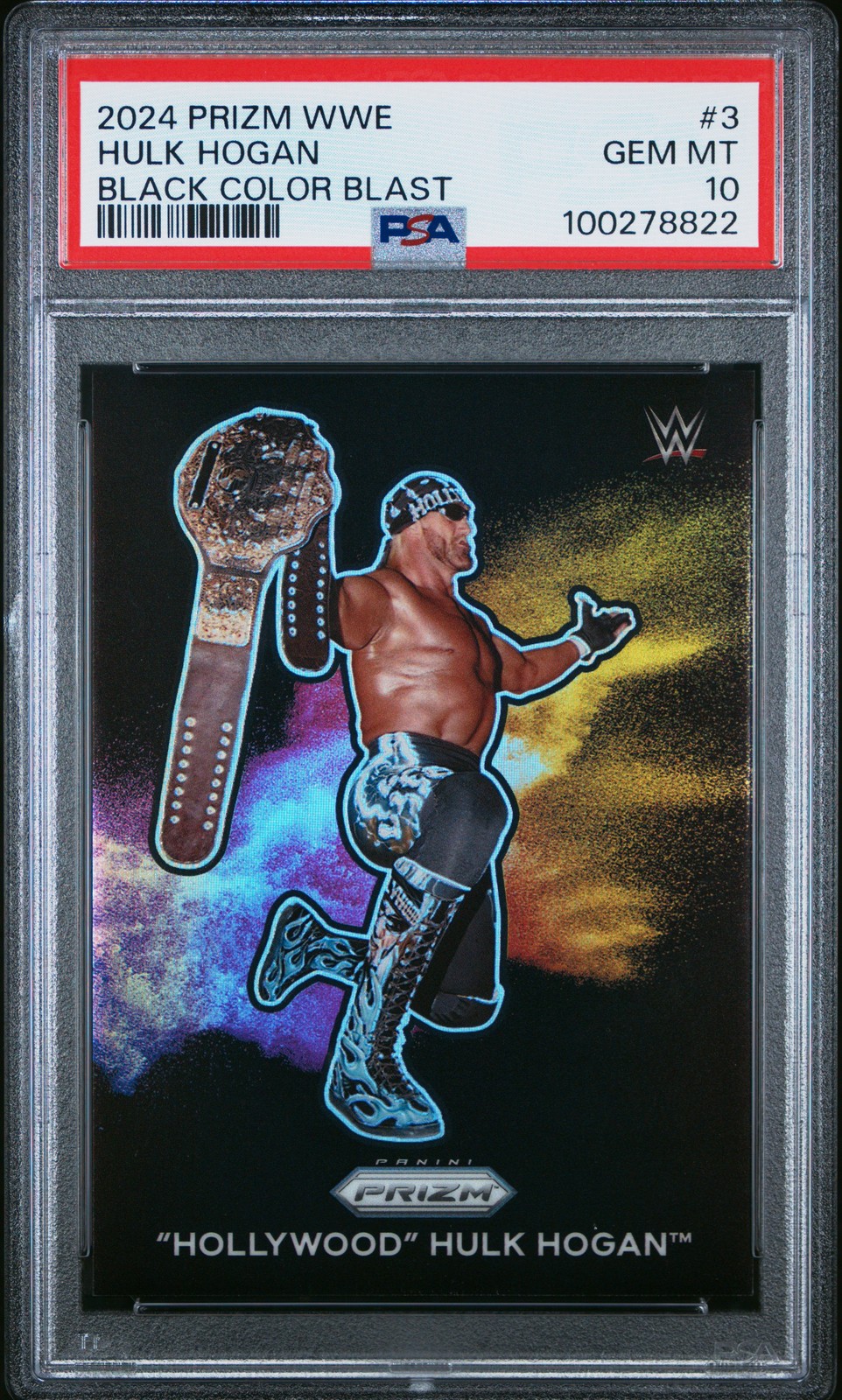 2024 Panini Prizm WWE Black Color Blast Hulk Hogan #3 PSA 10