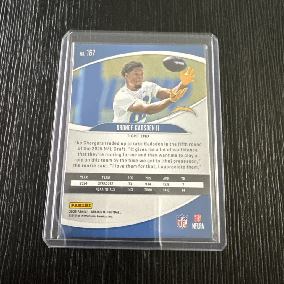 Tarjeta de novato Panini Absolute 2025 Oronde Gadsden II novato #16/16 🔥 cargadores de radiocontrol Foto 2 de 4