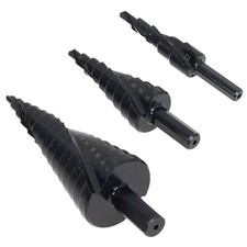 3PCS HSS Step Drill Bit Set Large Cone Titanium Bit Kit Metal Hole Cutter