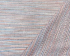 Blue-Orange-Multi Cotton Famous Maker Slub Horizontal Stripe Woven Fabric