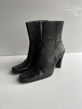Next 90s Y2K square toe ankle boots 40 UK 6.5 VGC heels black leather vintage