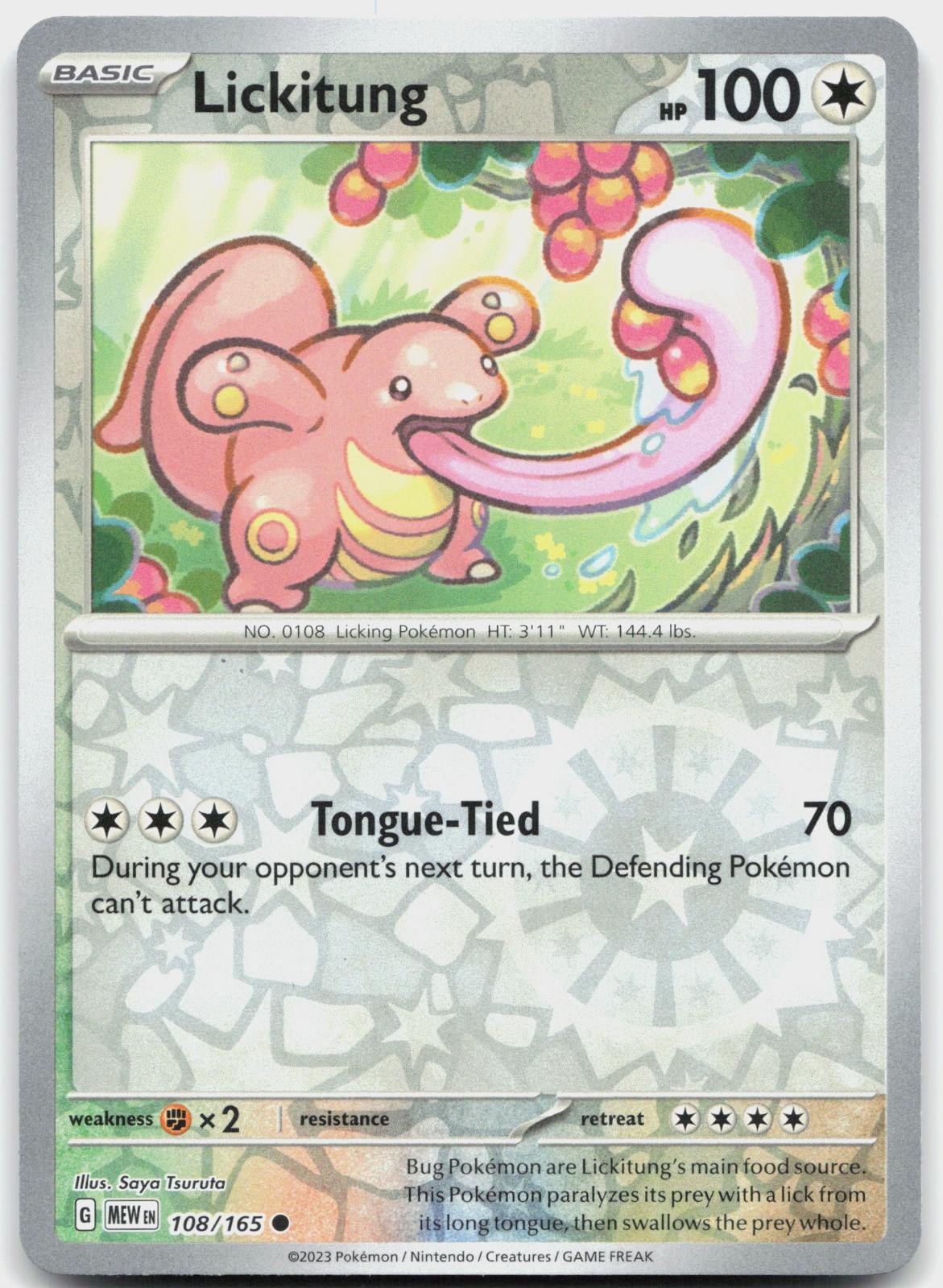 Lickitung 108/165 Common 151 Pokemon Reverse Holo Near Mint