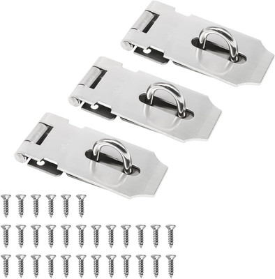 3 Pack Door Hasp Latch 3'' Stainless Steel Padlock Gate Lock w Screws