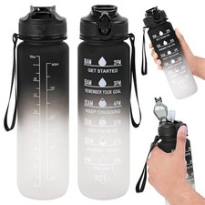 1L Sports Water Bottle Gym Travel Drinking Leakproof Bottle With Straw BPA-Free