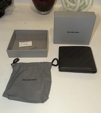 Balenciaga Perforated Logo Leather Bifold Wallet Cash Square Folded Coin Wallet