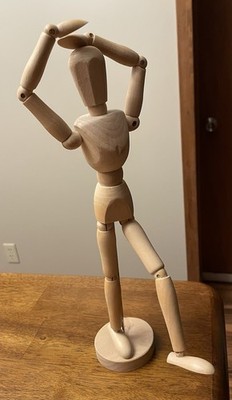 WOODEN 12'' MALE POSING BODY ARTISTS DRAWING MANNEQUIN ADJUSTABLE MODEL