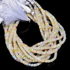 White Ethiopian Opal Gemstone Rondelle Faceted Beads 4X4X2mm Strand 7.5" UGB-717