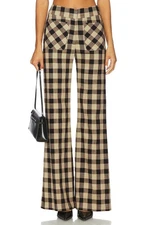 Smythe Classic Patch Pocket Pant in Tan Check Size 2 FA25089