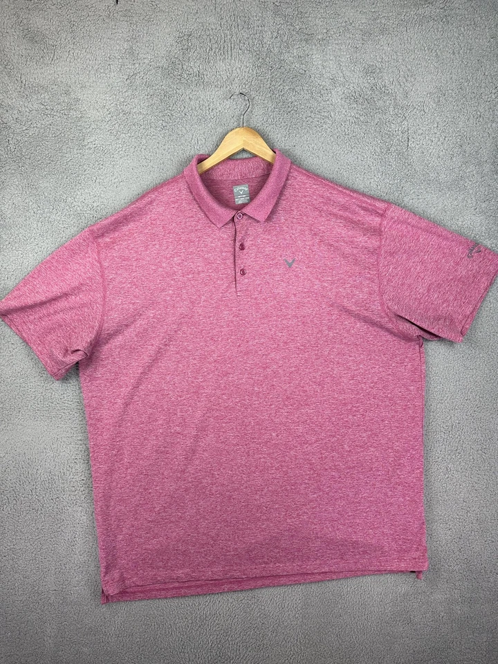 Camisa Polo Callaway Para Hombres 3XLT Rosa Jaspeada Opti-Dri Golf Rendimiento Elástica Foto 2 de 4