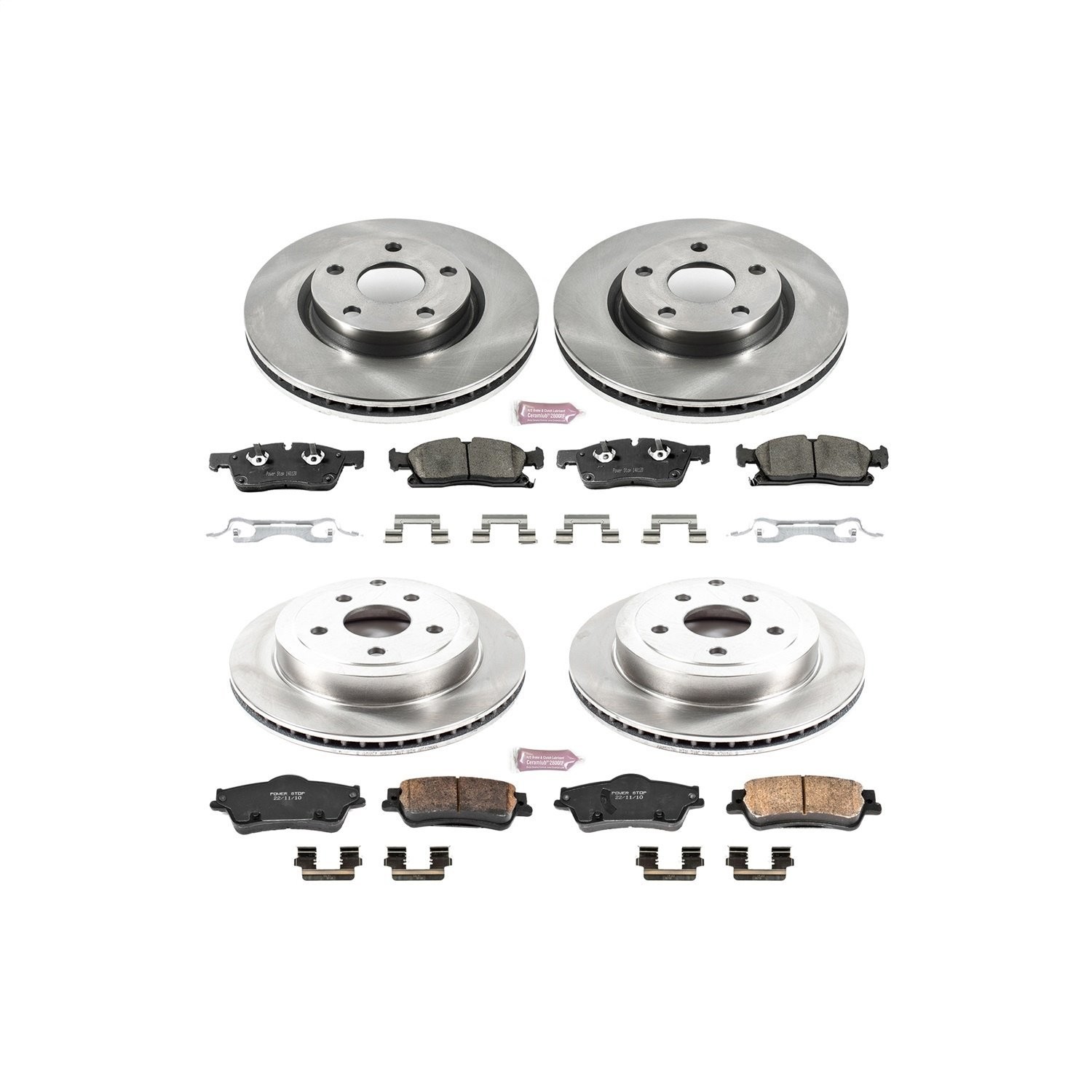 Power Stop KOE5527 1-Click Daily Driver Brake Kits Front & Rear OE Replacement R