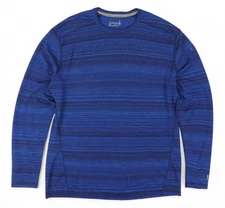 Smartwool Merino 250 Crewneck Base Layer Mens 2XL Blue Stripe Wool Long Sleeve