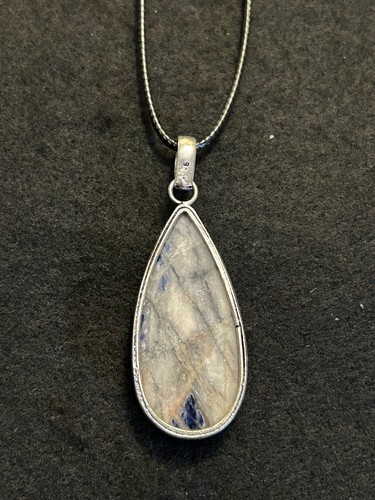 Sodalite Gemstone 925 Silver Pendant With Fashion Earrings - Picture 3 of 6