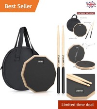 Silent 12-Inch Drum Practice Pad with Sticks - Eco-Friendly & Portable 8''-Black