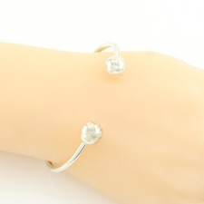 Sterling Silver .925 Cuff Bangle Bracelet Ball End for Beads  Charms Sm Med Lg