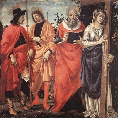 Lippi Filippino Vier Heilige Altarbild um 1483 Vintage Kunstdruck Poster Wanddeko