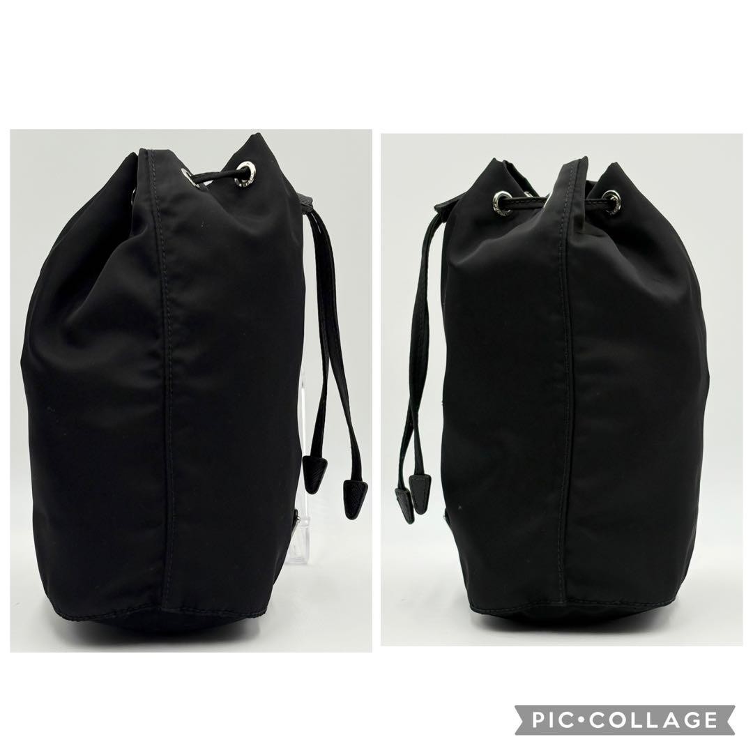 PRADA Drawstring Pouch Testate Triangle Logo Blac… - image 4