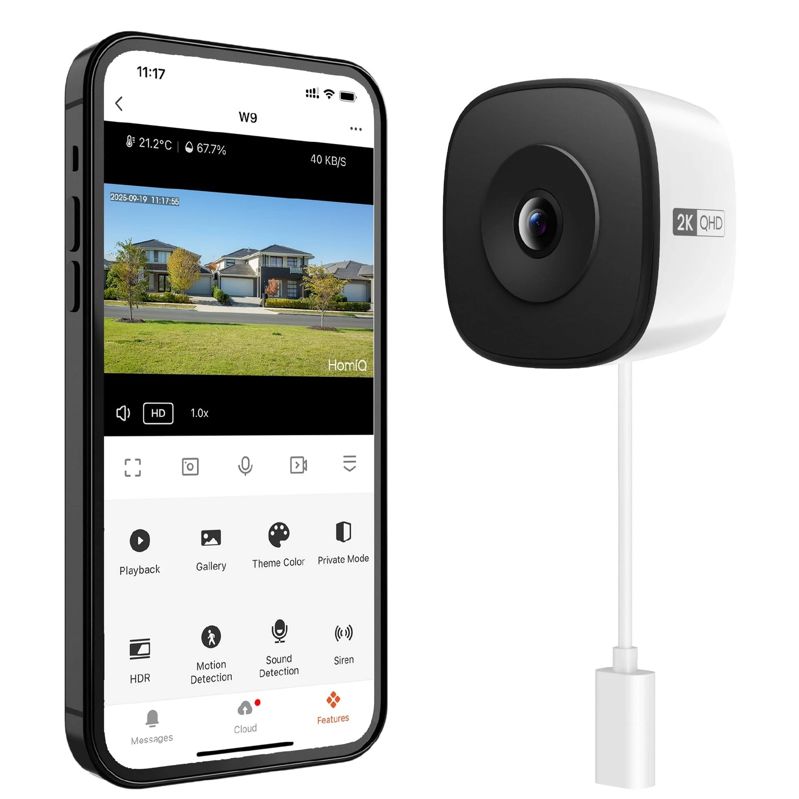HOMIQ LIFE Window Security Camera 3MP 2K, Indoor WiFi Cameras 2.4GHz/5GHz wit...