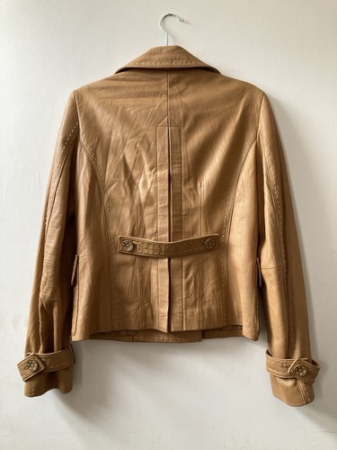Mango tan lambs leather jacket size medium Double Breasted Stitch Detail - Picture 4 of 17