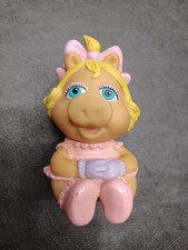 Vtg 1984 Miss Piggy Muppet Baby Toy Hasbro Seated Pink Purple 5" Collectible