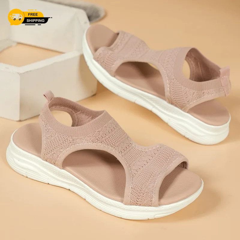 Sandalias ortopédicas informales para mujer Damas con cordones Verano Formas planas Zapatos Tallas