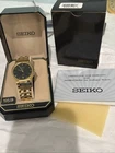 Vintage Seiko Men’s Watch Gold Black Round Face Classic SCZ258 NIB