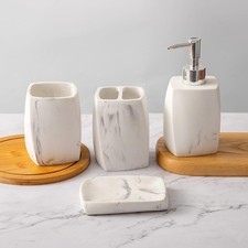 Bathroom Accessory Sets  4 Piece Bathroom Organizer Countertop with Toothbrush...