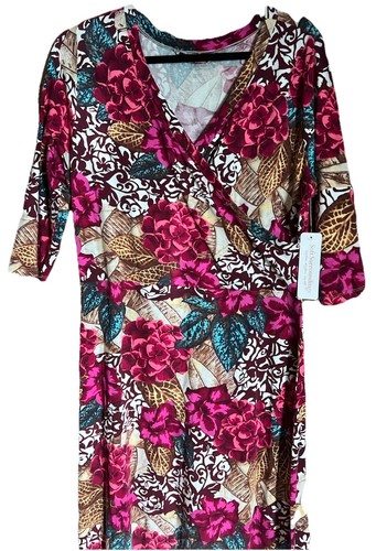 NWT! SOFT SURROUNDINGS Salvadora Floral Faux Wrap 3/4 Sleeve MAXI DRESS, MEDIUM - Picture 4 of 22