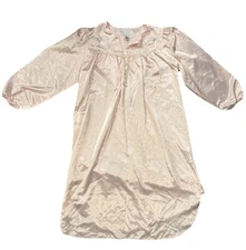 Erica Taylor Petite Large Pink Long Sleeve Moo Moo Night Gown Lace Detail