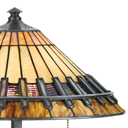 Quoizel TF489T Bronze Chastain 2-Light 23"H Table Lamp With Tiffany Glass Shade - Picture 3 of 3