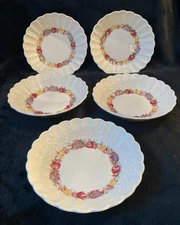 Set of 5 Vtg. Copeland Spode "Rose Briar" Fruit Dessert/Sauce Bowls..