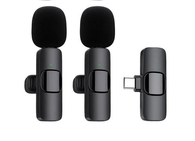 Kabelloses 2 in 1 Lavalier-Mikrofon  Kompakt & Tragbar  Für iPhone 15 16 Samsung