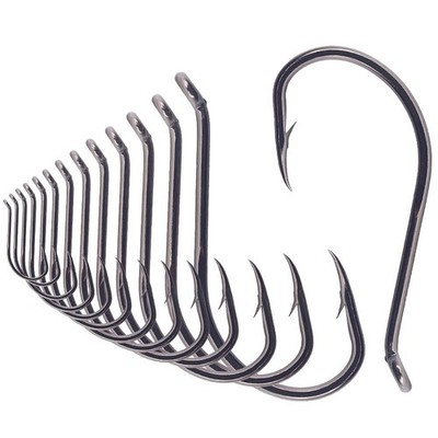 Octopus Circle Hooks Freshwater Fishing Beak Red Black 1/0 50-Pack