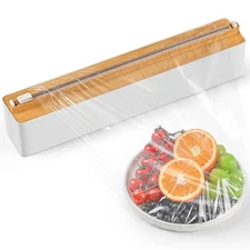 Magnetic Plastic Wrap Dispenser Cutter - Refillable Cling & Foil Organizer, W...